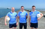 6 June 2018; Former Dublin footballers, from left, Shane Ryan, Ray Cosgrove and Peadar Andrews were on hand to assist AIG, proud supporter of GAA across all codes and all levels in Dublin, with the announcement of their new partnership with the Dublin Masters Football Team. For more info visit the Dublin Masters Facebook page: /dublingaelicmasters. Great South Wall, Poolbeg, Dublin. Photo by David Fitzgerald/Sportsfile