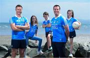 6 June 2018; Former Dublin footballers, from left, Peadar Andrews, left, and Ray Cosgrove along with young Dublin supporters, from left, Bronwyn O'Connell, age 11, Weston O'Connell, age 6, and Portia O'Connell, age 8, were on hand to assist AIG, proud supporter of GAA across all codes and all levels in Dublin, with the announcement of their new partnership with the Dublin Masters Football Team. For more info visit the Dublin Masters Facebook page: /dublingaelicmasters. Great South Wall, Poolbeg, Dublin. Photo by David Fitzgerald/Sportsfile