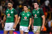 9 June 2018; Ireland players, from left, Rob Kearney, Joey Carbery and James Ryan after the 2018 Mitsubishi Estate Ireland Series 1st Test match between Australia and Ireland at Suncorp Stadium, in Brisbane, Australia. Photo by Brendan Moran/Sportsfile