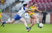 9 June 2018; Sarah Jane McDonald of Donegal in action against Fiona Courtney of Monaghan during the TG4 Ulster Ladies SFC semi-final match between Donegal and Monaghan at Healy Park in Omagh, County Tyrone.  Photo by Oliver McVeigh/Sportsfile