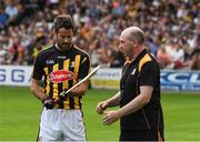 9 June 2018; Jamie Redknapp and DJ Carey during the A League of Their Own Half-Time Challenge at Kilkenny v Wexford - Leinster GAA Hurling Senior Championship Round 5 at Nowlan Park, Kilkenny. Photo by Ray McManus/Sportsfile