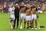 9 June 2018; A League of Their Own stars Jamie Redknapp, Freddie Flintoff and Rob Beckett were at Nowlan Park on Saturday for the ultimate penalty challenge. All three competed against each other in a half-time hurling challenge as Kilkenny faced Wexford. In preparation for the challenge, the trio were coached by Kilkenny hurling legend and fine-time All- Ireland champion, DJ Carey. This is the first time the BAFTA-winning show has come to Ireland. Viewers will be able to see the outcome of the challenge on Sky One’s A League of Their Own later this year. Pictured are from left, Damien Fitzhenry, DJ Carey, Andrew Flintoff, Rob Beckett and Jamie Redknapp. Photo by Ray McManus/Sportsfile