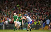 10 June 2018; Seamus Flanagan of Limerick in action against Austin Gleeson of Waterford during the Munster GAA Hurling Senior Championship Round 4 match between Limerick and Waterford at the Gaelic Grounds in Limerick. Photo by Eóin Noonan/Sportsfile