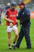 13 June 2018; Galway manager Tony Ward and Seán Loftus share a joke before the Bord Gáis Energy Leinster Under 21 Hurling Championship 2018 Quarter Final match between Offaly and Galway at Bord Na Móna O'Connor Park, in Tullamore, Offaly. Photo by Piaras Ó Mídheach/Sportsfile