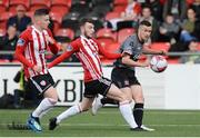 15 June 2018; Michael Duffy of Dundalk in action against Jamie McDonagh of Derry City during the SSE Airtricity League Premier Division match between Derry City and Dundalk at the Brandywell Stadium in Derry. Photo by Oliver McVeigh/Sportsfile