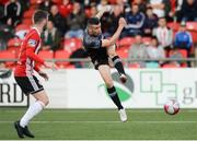 15 June 2018; Michael Duffy of Dundalk has a shot on goal during the SSE Airtricity League Premier Division match between Derry City and Dundalk at the Brandywell Stadium in Derry. Photo by Oliver McVeigh/Sportsfile