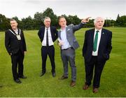 18 June 2018; Cllr Paul Gogarty, Mayor South Dublin County Council, left, John Delaney, CEO, Football Association of Ireland, Jonathan Roche, Chairman, Shamrock Rovers FC, and Tony Fitzgerald, President, Football Association of Ireland, right, in attendance at the official opening of Shamrock Rovers state of the art 11-a-side and 7-a-side grass pitches and facilities at Roadstone Group Sports Club, Kingswood, Dublin. Photo by Stephen McCarthy/Sportsfile