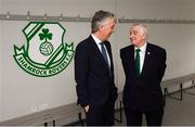 18 June 2018; John Delaney, CEO, Football Association of Ireland, left, and Tony Fitzgerald, President, Football Association of Ireland, in attendance at the official opening of Shamrock Rovers state of the art 11-a-side and 7-a-side grass pitches and facilities at Roadstone Group Sports Club, Kingswood, Dublin. Photo by Stephen McCarthy/Sportsfile