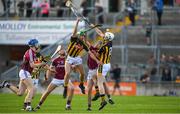 20 June 2018; Brian Concannon of Galway in action against Tommy Walsh, left, and Michael Cody of Kilkenny during the Bord Gáis Energy Leinster GAA Hurling U21 Championship Semi-Final match between Kilkenny and Galway at Bord Na Mona O'Connor Park in Tullamore, Co Offaly. Photo by Harry Murphy/Sportsfile