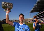 24 June 2018; Dublin captain Jonny Cooper celebrates with the Delaney Cup following the Leinster GAA Football Senior Championship Final match between Dublin and Laois at Croke Park in Dublin. Photo by Stephen McCarthy/Sportsfile