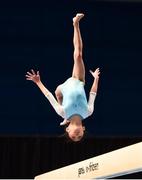 30 June 2018; Lily Russell, age 9, from DP Gymnastics Club in Balbriggan, Co Dublin, competing in the Beam event during the National Series Super Gymnastics Championships at the National Indoor Arena in the National Sports Campus, Blanchardstown, Dublin. Photo by David Fitzgerald/Sportsfile