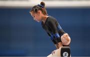 30 June 2018; Amy Shimizu of Renmore Gymnastics club in Co Galway competing in the Beam event during the National Series Super Gymnastics Championships at the National Indoor Arena in the National Sports Campus, Blanchardstown, Dublin. Photo by David Fitzgerald/Sportsfile