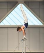 30 June 2018; A view of an FIG athlete competing during the National Series Super Gymnastics Championships at the National Indoor Arena in the National Sports Campus, Blanchardstown, Dublin. Photo by David Fitzgerald/Sportsfile