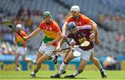 1 July 2018; Paul Greville of Westmeath is tackled by Chris Nolan of Carlow during the Joe McDonagh Cup Final match between Westmeath and Carlow at Croke Park in Dublin. Photo by Ramsey Cardy/Sportsfile