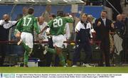 19 August 2003; Clinton Morrison of Republic of Ireland, runs towards Republic of Ireland manager Brian Kerr, after scoring his sides second goal during an International Friendly between Republic of Ireland and Australia at Lansdowne Road, Dublin. Photo by Damien Eagers/Sportsfile