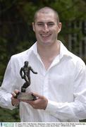 20 August 2003; Colin Hawkins of Bohemians, receives the eircom Player of the Month Award for July at St. Stephen's Green in Dublin. Photo by David Maher/Sportsfile