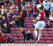 22 August 2003; Colm Foley of St. Patrick's Athletic, in action against Glen Crowe of Bohemians during the eircom league Premier Division between Bohemians and St. Patrick's Athletic at Dalymount Park in Dublin. Photo by David Maher/Sportsfile