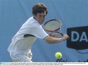 23 August 2003; Darragh McLoughlin in action during the doubles U-18 Doubles Final match, which was won by Triston Farron-Mahon and James McGee at the Danone Irish Junior Championships, Finals Day at Fitzwilliam Lawn Tennis Club in Dublin. Photo by Pat Murphy/Sportsfile