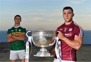 10 July 2018; Damien Comer of Galway, right, and Shane Enright of Kerry with the Sam Maguire Cup in attendance during the GAA Hurling and Football All Ireland Senior Championship Series National Launch at Dun Aengus in the Aran Islands, Co Galway. Photo by Brendan Moran/Sportsfile