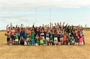 10 July 2018; Members of Aran Islands GAA club along with Johnny Coen of Galway, Michael Fitzsimons of Dublin, and Uachtarán Chumann Lúthchleas Gael John Horan prior to the GAA Hurling and Football All Ireland Senior Championship Series National Launch at the Aran Islands, Co Galway. Photo by Diarmuid Greene/Sportsfile