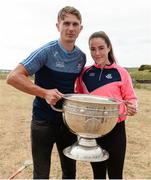 10 July 2018; Michael Fitzsimons of Dublin with Aoife Guildea aged 15 from Inis Mór, Co. Galway, during a visit to Aran Islands GAA club prior to the GAA Hurling and Football All Ireland Senior Championship Series National Launch at the Aran Islands, Co Galway. Photo by Diarmuid Greene/Sportsfile