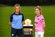 11 July 2018; Nadine Clare of Waves FC, left, and Niamhie Taylor Hughes of Wexford Youths FC during a Continental Tyres Under 17 Women's National League launch at the FAI HQ in Abbotstown, Dublin. Photo by Piaras Ó Mídheach/Sportsfile