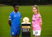 11 July 2018; Amidat Karimu of Limerick FC, left, and Niamhie Taylor Hughes of Wexford Youths FC during a Continental Tyres Under 17 Women's National League launch at the FAI HQ in Abbotstown, Dublin. Photo by Piaras Ó Mídheach/Sportsfile