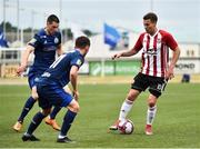 12 July 2018; Ben Fisk of Derry City in action against Hurenka Artsem of Dinamo Minsk during the UEFA Europa League 1st Qualifying Round First Leg match between Derry City and Dinamo Minsk at Brandywell Stadium in Derry. Photo by Oliver McVeigh/Sportsfile