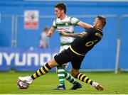12 July 2018; Dylan Watts of Shamrock Rovers in action against Alexander Miloševic of AIK during the UEFA Europa League 1st Qualifying Round First Leg match between Shamrock Rovers and AIK at Tallaght Stadium, Dublin. Photo by Brendan Moran/Sportsfile