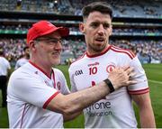 14 July 2018; Tyrone manager Mickey Harte and Matthew Donnelly of Tyrone following the GAA Football All-Ireland Senior Championship Quarter-Final Group 2 Phase 1 match between Tyrone and Roscommon at Croke Park, in Dublin.