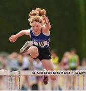 14 July 2018; Abbie Doyle from Bree A.C. Co Wexford on her way to winning the under-13 girls 60m hurdles during the Irish Life Health National T&F Juvenile Day one at Tullamore Harriers Stadium, in Tullamore, Co. Offaly. Photo by Matt Browne/Sportsfile