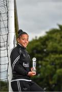 16 July 2018; Rianna Jarrett of Wexford Youth Womens FC with her Continental Tyres Women's National League Player of the Month award for June, at Ferrycarrig Park, in Wexford. Photo by Seb Daly/Sportsfile