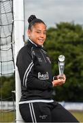 16 July 2018; Rianna Jarrett of Wexford Youth Womens FC with her Continental Tyres Women's National League Player of the Month award for June, at Ferrycarrig Park, in Wexford. Photo by Seb Daly/Sportsfile