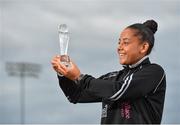 16 July 2018; Rianna Jarrett of Wexford Youth Womens FC with her Continental Tyres Women's National League Player of the Month award for June, at Ferrycarrig Park, in Wexford. Photo by Seb Daly/Sportsfile