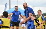 17 July 2018; Leinster's Scott Fardy, right, and Sean O'Brien in action with participants during the Bank of Ireland Leinster Rugby Summer Camp at Tullow RFC, in Roscat, Tullow, Co. Carlow. Photo by Seb Daly/Sportsfile