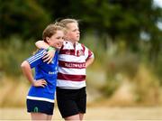 17 July 2018; Aoibhínn Doyle, left, age 12, from Rathvilly, Co. Carlow, and Isabelle Donnaghy, age 12, from Garryhill, Co. Carlow during the Bank of Ireland Leinster Rugby Summer Camp at Tullow RFC, in Roscat, Tullow, Co. Carlow. Photo by Seb Daly/Sportsfile