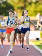 19 July 2018; Alanna Lally of UCD AC, Co Dublin, right, and Stephanie Cotter of West Muskerry AC, Co Cork, competing in the IMC 800m Women event during the Morton Games at Morton Stadium in Santry, Dublin. Photo by Sam Barnes/Sportsfile