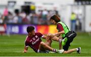 22 July 2018; Michael Daly of Galway receives medical treatment during the GAA Football All-Ireland Senior Championship Quarter-Final Group 1 Phase 2 match between Kildare and Galway at St Conleth's Park in Newbridge, Co Kildare. Photo by Sam Barnes/Sportsfile