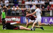 22 July 2018; Patrick Sweeney of Galway has his shot saved by Mark Donnellan of Kildare during the GAA Football All-Ireland Senior Championship Quarter-Final Group 1 Phase 2 match between Kildare and Galway at St Conleth's Park in Newbridge, Co Kildare. Photo by Sam Barnes/Sportsfile