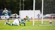 22 July 2018; Gary Shaw of Shamrock Rovers scores his side's first goal during the SSE Airtricity League Premier Division match between Waterford and Shamrock Rovers at the RSC in Waterford. Photo by Stephen McCarthy/Sportsfile