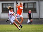 28 July 2018; Doireann O'Sullivan of Cork in action against Marian McGuinness of Armagh during the TG4 All-Ireland Ladies Football Senior Championship qualifier Group 2 Round 3 match between Armagh and Cork at Duggan Park in Ballinasloe, Galway. Photo by Harry Murphy/Sportsfile