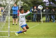 29 July 2018; Sean Okeke of Knocknacarra saves a penalty during a penalty shoot-out against Tullamore Town, during Ireland's premier underaged soccer tournament, the Volkswagen Junior Masters. The competition sees U13 teams from around Ireland compete for the title and a €2,500 prize for their club, over the days of July 28th and 29th, at AUL Complex in Dublin. Photo by Seb Daly/Sportsfile