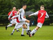 29 July 2018; Christian O’Reilly of Crumlin United, centre, in action against Sam Dunne, behind, and Evan McGee of Tolka Rovers, during Ireland's premier underaged soccer tournament, the Volkswagen Junior Masters. The competition sees U13 teams from around Ireland compete for the title and a €2,500 prize for their club, over the days of July 28th and 29th, at AUL Complex in Dublin. Photo by Seb Daly/Sportsfile