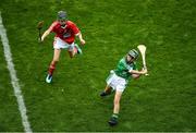 29 July 2018; Jeff Neary, At Aidan's National School, Kilmanagh, Kilkenny, representing Limerick, in action against Ryan Clancy, St Mary's BNS, Lucan, Dublin, representing Cork, during the INTO Cumann na mBunscol GAA Respect Exhibition Go Games at Cork v Limerick - GAA Hurling All-Ireland Senior Championship Semi Final at Croke Park, Dublin. Photo by Brendan Moran/Sportsfile