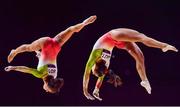 2 August 2018; (EDITORS NOTE: Image created using the multiple exposure function in camera) Filipa Martins of Portugal competing in the Women's Artistic Gymnastics during day one of the 2018 European Championships at The SSE Hydro in Glasgow, Scotland. Photo by David Fitzgerald/Sportsfile