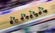 2 August 2018; Team Ireland, from left, Mia Griffin, Hillary Hughes, Alice Sharpe and Orla Walsh competing in the Women's Team Pursuit Qualifying during day one of the 2018 European Championships at the Sir Chris Hoy Velodrome in Glasgow, Scotland. Photo by David Fitzgerald/Sportsfile