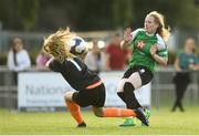 4 August 2018; Amber Barrett of Peamount United flicks the ball past Erica Turner of UCD Waves to score her side's fifth goal during the Continental Tyres Women's National League match between Peamount United and UCD Waves at Greenogue in Newcastle, Dublin. Photo by Eóin Noonan/Sportsfile