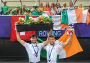 5 August 2018; Paul O'Donovan, left, and Gary O'Donovan of Ireland celebrate after finishing 2nd and getting the silver medal in the Lightweight Men's Double Sculls Final during day four of the 2018 European Championships at Strathclyde Country Park in Glasgow, Scotland. Photo by David Fitzgerald/Sportsfile