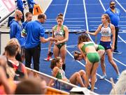 10 August 2018;  Athletes, from left, Sophie Becker, Sinead Denny, Claire Mooney and Davicia Patterson, of Ireland after the Women's 4x400m relay event during Day 4 of the 2018 European Athletics Championships at The Olympic Stadium in Berlin, Germany. Photo by Sam Barnes/Sportsfile