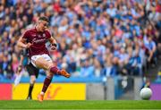 11 August 2018; Eamonn Brannigan of Galway takes a penalty which is saved by Dublin goalkeeper Stephen Cluxton during the GAA Football All-Ireland Senior Championship semi-final match between Dublin and Galway at Croke Park in Dublin. Photo by Brendan Moran/Sportsfile
